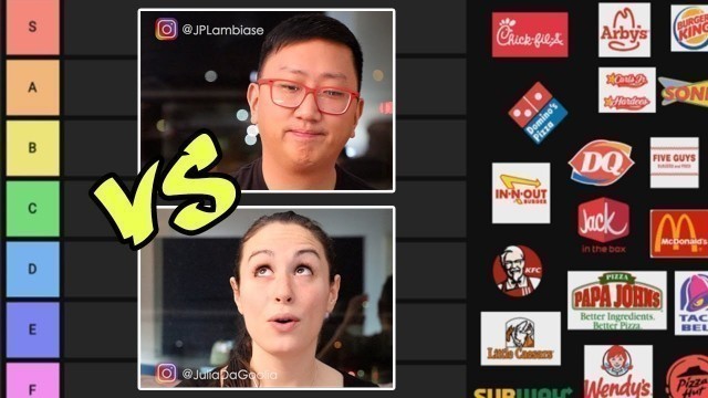 'Fast Food Tier List // JP VS Julia'