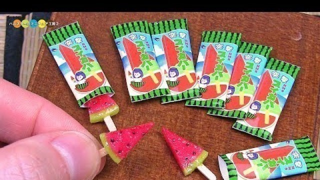 'DIY Miniature Watermelon Ice Cream Bar (Fake food)　ミニチュアスイカバー作り'