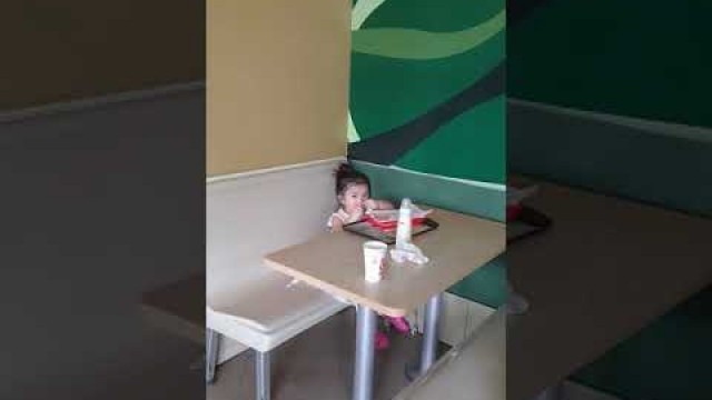 'Caught 1yr and 10months old baby eating her favorite meal chicken fillet Mcdo'