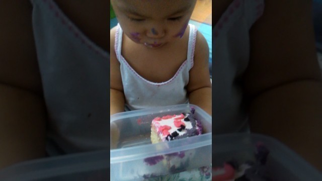 'Baby Yuuki sliced birthday cake - 10 months old'