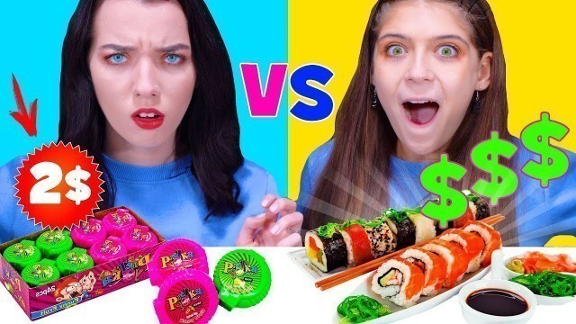 'ASMR Cheap vs Expensive Food Challenge By LiLiBu'