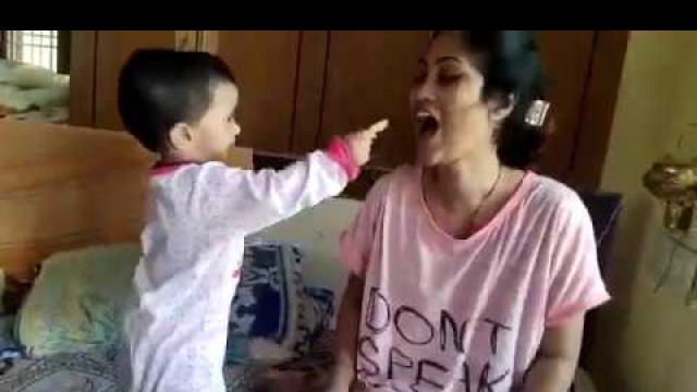 '10 months old baby feeding her mom ||she always love to feed  her family members||Telugu funny video'