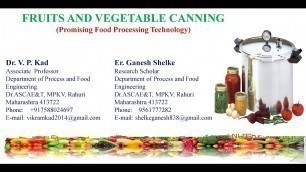 'CANNING OF FRUITS AND VEGETABLE :- FOOD PROCESSING BUSINESS IDEA'