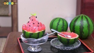 'DIY Miniature Watermelon Shaved Ice (Fake food)　ミニチュアスイカかき氷作り'