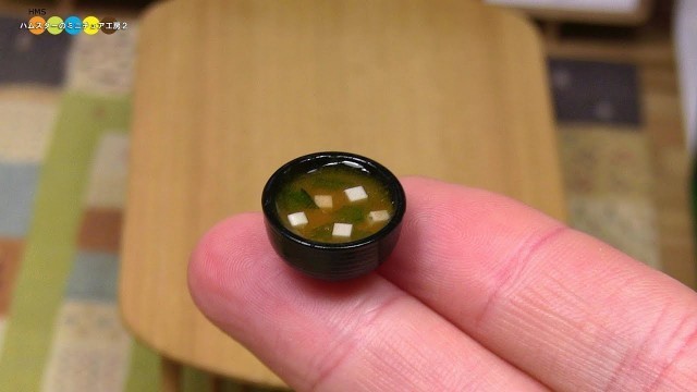 'DIY Miniature Miso soup (Fake food)　豆腐とわかめのミニチュア味噌汁作り'