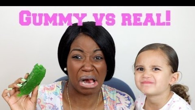 'GUMMY FOOD VS. REAL FOOD CHALLENGE WITH A TODDLER!!'