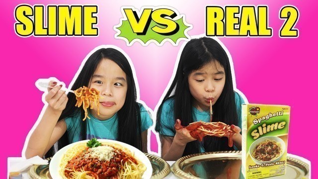 'SLIME VS REAL FOOD CHALLENGE [Part 2] | Tran Twins'