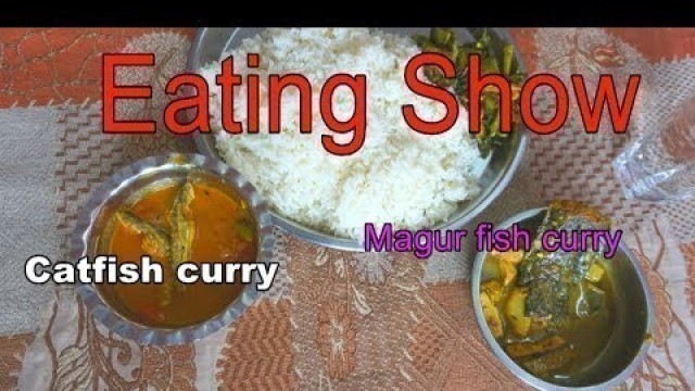 'eating show with sound | eating magur fish curry and catfish curry'