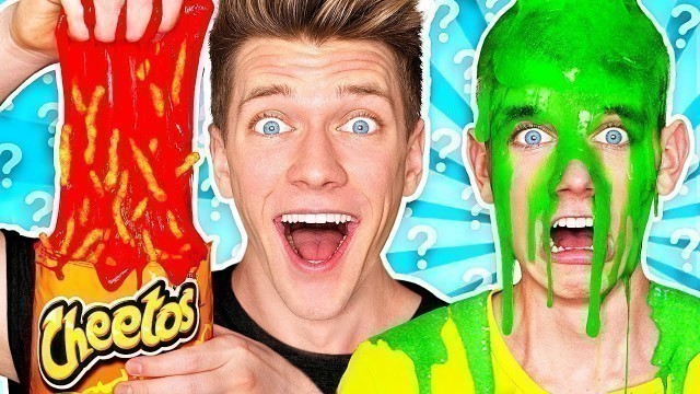 'Mystery Wheel of Slime Challenge! *HOT CHEETOS SLIME* Learn How To Make DIY Switch Up Oobleck Food'