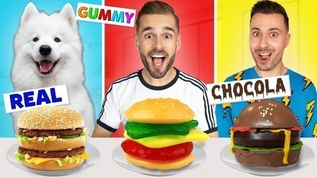 'REAL, GUMMY OF CHOCOLADE! *Voedsel Challenge* Met Rutger & Paco'