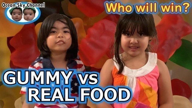 '【California Life】Gummy vs Real food challenges l Twins  l AmericanLife l JapaneseMom'