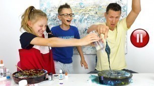 'PAUSE SLIME CHALLENGE with Our DAD!!!'