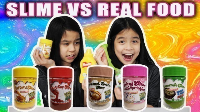 'SLIME VS REAL FOOD CHALLENGE | Tran Twins'