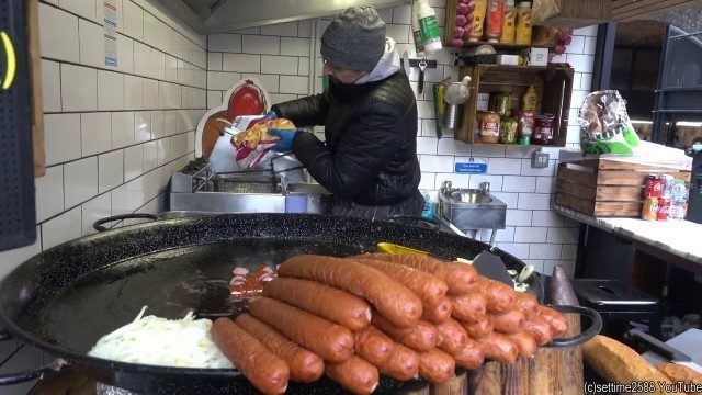 'Huge Sausages from Poland and Fries. London Street Food, Camden Town'