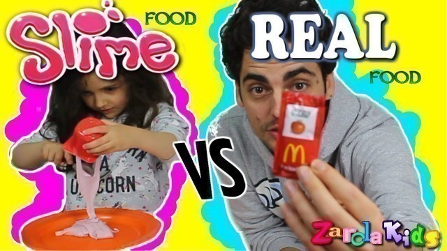 'slime food vd real food CHALLENGE !! SLIME VS COMIDA REAL ZarolaKids'