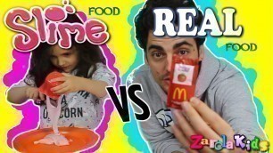 'slime food vd real food CHALLENGE !! SLIME VS COMIDA REAL ZarolaKids'