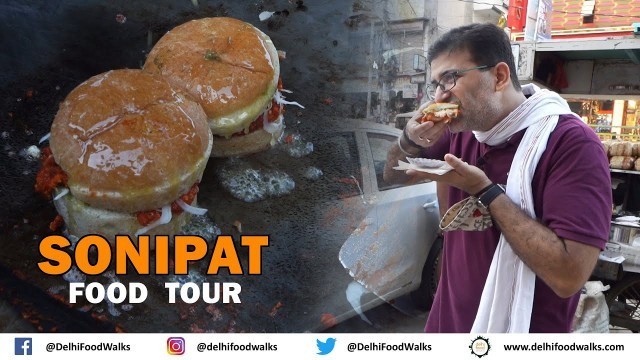 'SONIPAT Street FOOD Tour I Oldest Desi Hotdog + HUGE Peda + Rose/Badam Milk Soda + Fruit Ice cream'