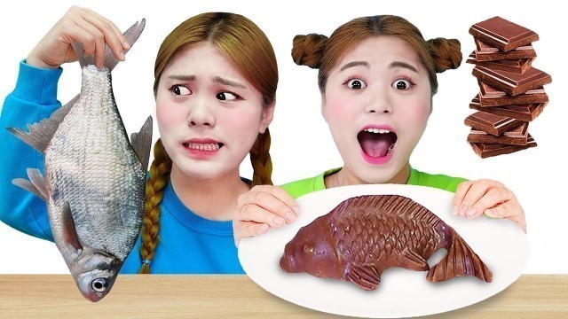 'REAL FOOD VS GUMMY CHOCOLATE FOOD CHALLENGE 하이유의 진짜음식 가짜음식 챌린지 | HIU 하이유'