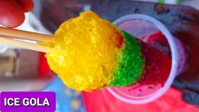 'बर्फ का आइस क्रीम | Street food Delhi |ICE CREAM |आइस गोला |3Clours Yallow Green Red|#Shorts #video'