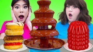 'REAL VS GUMMY CHOCOLATE FONDUE CHALLENGE FOR 24 HOURS | FUNNY MUKBANG & CRAZY FOOD BY CRAFTY HACKS'