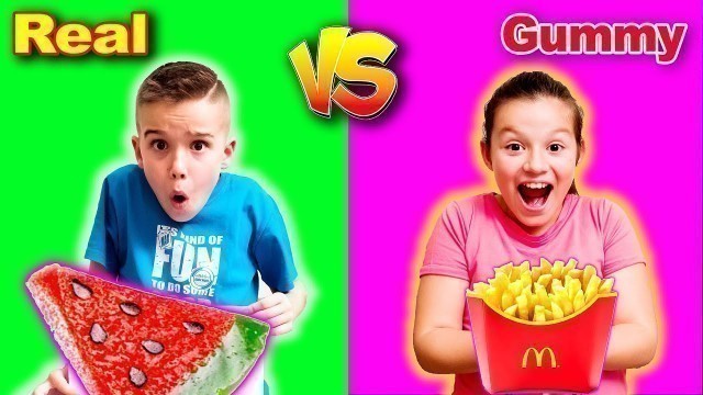 'REAL FOOD vs GUMMY FOOD CHALLENGE/ Τι προτίμησαν τα Asterakia Τελικα?'