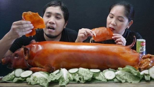 'ONE WHOLE LECHON BABOY MUKBANG | PINOY STYLE MUKBANG | COLLABORATION WITH @ROLF & CAH'