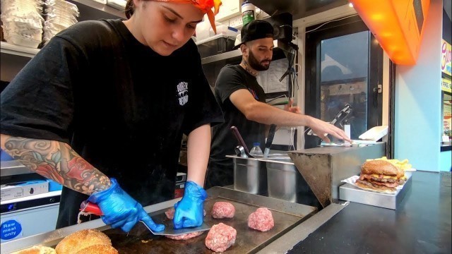 'Yummy BIG Burgers, Hand Pressed, Tasted in Camden Town. Street Food of London'