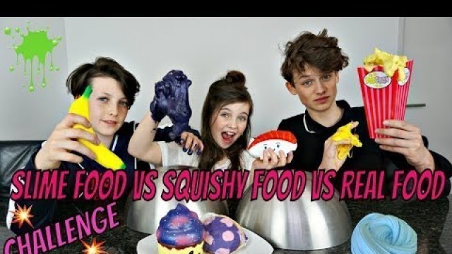 'SLIME FOOD vs SQUISHY FOOD vs REAL FOOD CHALLENGE - Bibi, Hugo, Tobias'