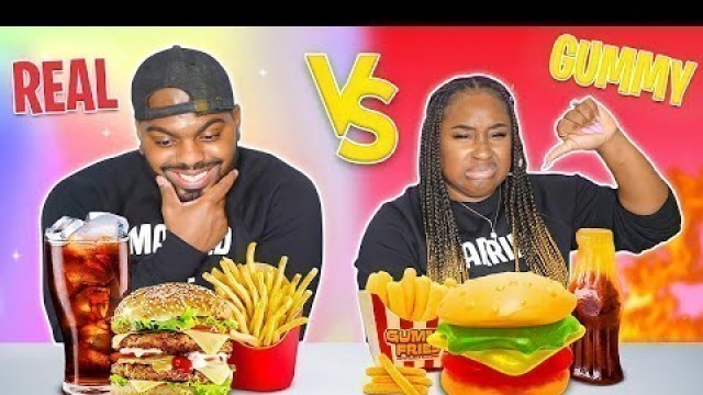 'REAL FOOD VS GUMMY CANDY FOOD CHALLENGE'