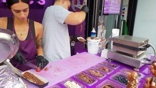 'Bubble Waffles at Camden Market, Camden Town U.K.  My turn to taste this yummylicious'