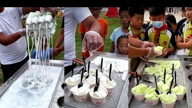 'Asian Street Ice Cream Rolls 2021 | ASMR Ice cream rolls Asian Streetfood | Oddly Satisfying Eps254'