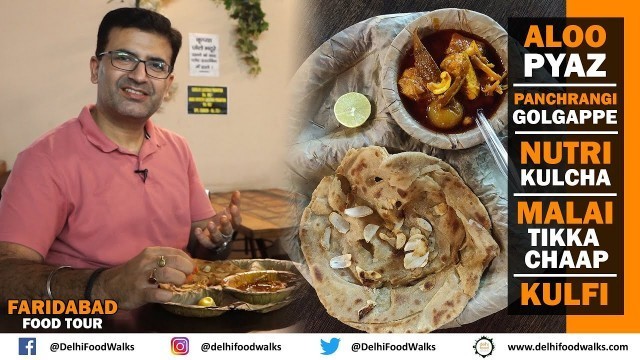 'Faridabad P2 Veg Food Tour l Only Aaloo Pyaaz + Pachranga Golgappe + Nutri Kulcha + Danedar Kulfi'