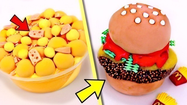 'SATISFYING Slime Food CREATIONS! Cheese Slime! Burger Slime! Difficult Food Slime CHALLENGE!'