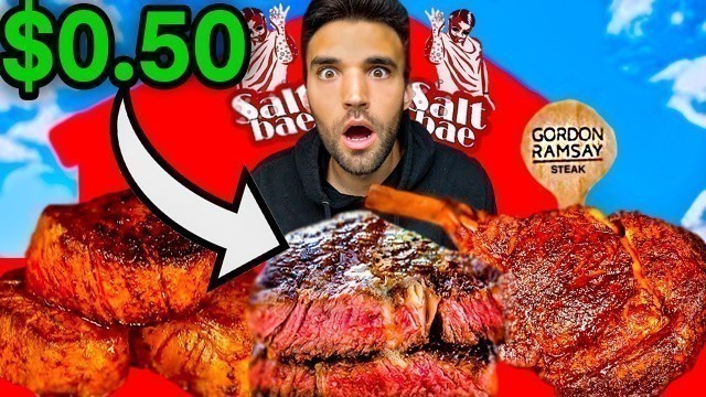 'LIVING on WORLD\'S BEST STEAKS for 24 HOURS (Gordon Ramsay, Guga Foods, Salt Bae & MORE)!'