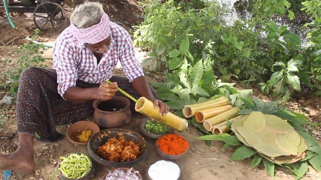 'How To Cook Bamboo Mutton || Myna Street Food'