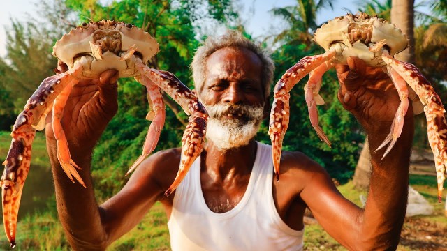 'Yummy !!!! Crab Masal Prepared By Daddy Arumugam  | Village Food Factory'