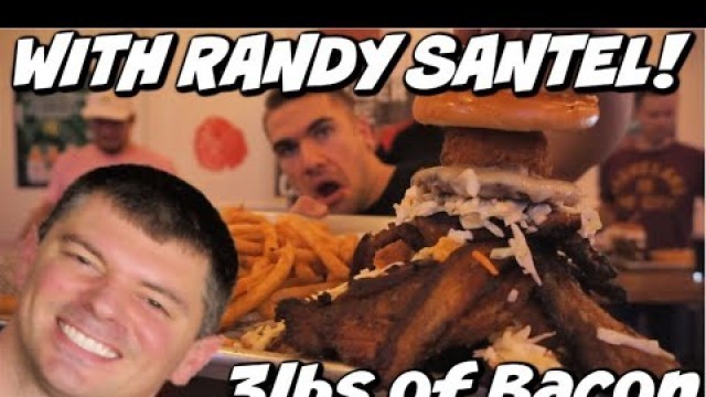 'SPICY BACON BURGER WITH RANDY SANTEL! New Record| Man Vs Food | Clean Eating!'