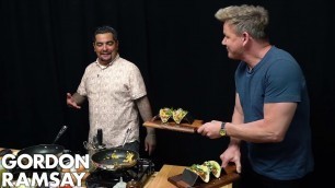 'Gordon Ramsay Cooks Breakfast Tacos with Aarón Sanchez | Scrambled'