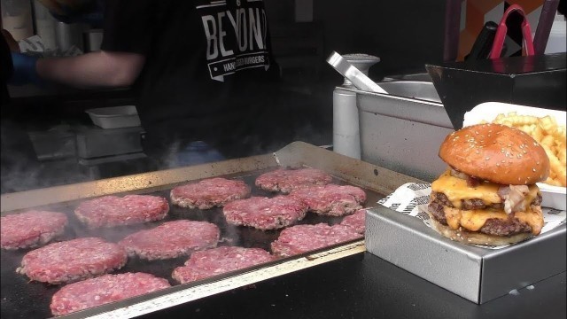 'Massive Dose of Beef for Many Burgers. Cooked in Camden Town. London Street Food'