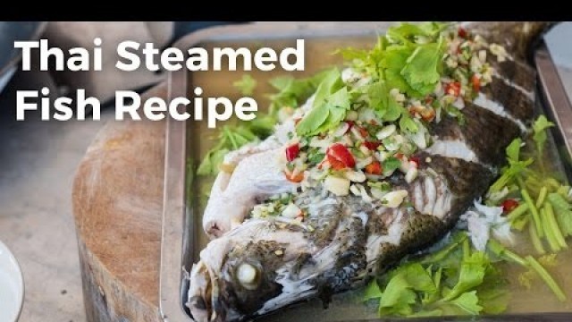 'Thai Steamed Fish With Lime and Garlic Recipe (ปลากะพงนึ่งมะนาว)'