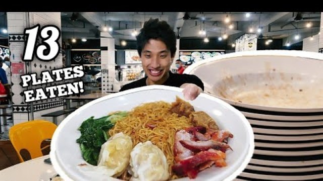 'INSANE Wanton Noodles Eating Record! 13 Plates of Wanton Noodles Eaten! | Singapore Street Food!'