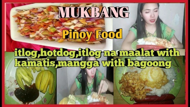 'Mukbang Pinoy food itlog,hotdog,itlog na maalat with kamatis,Mangga with bagoong|Simplelhez Channel'