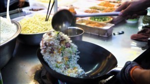 'Chinese Street Food -Fried rice with eggs. fried potatoes at food stalls,  fried dough sticks'