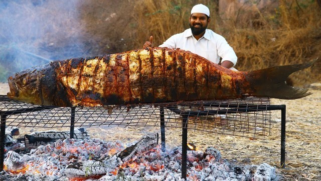 '40 Kg Full Fish BBQ Recipe || Big Murrel Sea Fish Grill Recipe || Nawabs kitchen'