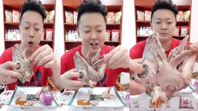 'Chines food Eating Show sheep head, Goat head , Sheep and Goat brain with delicious eating sound #13'