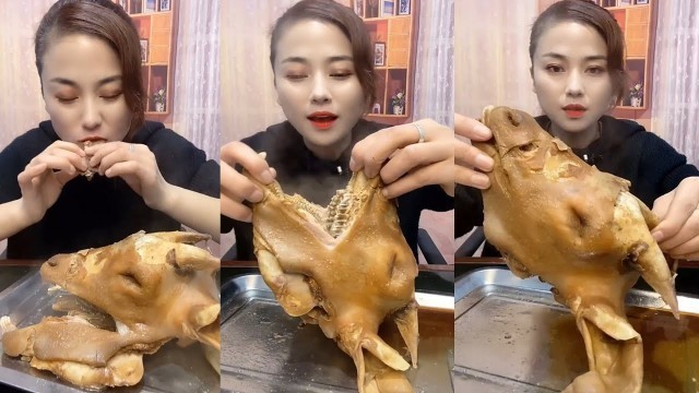 'Bukbang Chines food Eating Show. sheep head, Goat head , Sheep and goat brain with eating sound #11'