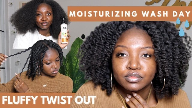 'Wash Day Routine + Fluffy Twist Out on Blown Out Hair | Hair Food Mango and Aloe Curl Collection'