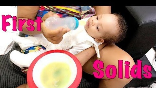 'FEEDING MY 3 MONTHS BABY SOLID FOOD (HOMEMADE APPLE PUREE) | I WAS SHOCKED BY HER REACTION'