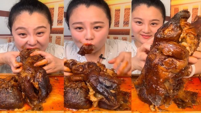 'ASMR Chines food Eating Show| Eat fatty meat, porkskin, pork thighs, beef ribs with eating shound#36'