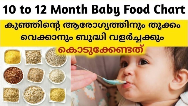 '10 to 12 month baby food chart Malayalam 